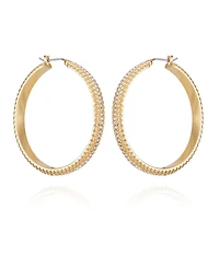 T Tahari Gold-Tone Textured Rounded Hoop Earrings