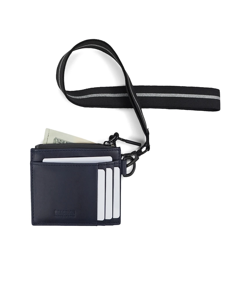 Kenneth Cole Reaction Men's Getaway Card Case Wallet with Removable Lanyard