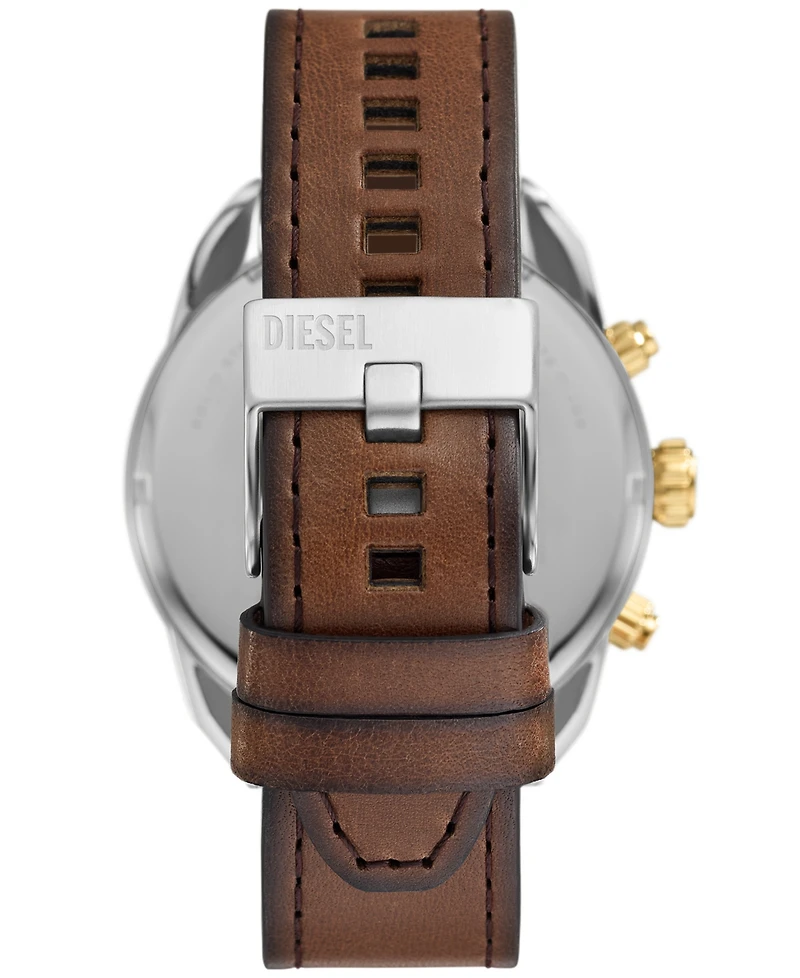 Diesel Men's Spiked Chronograph Brown Leather Watch 49mm