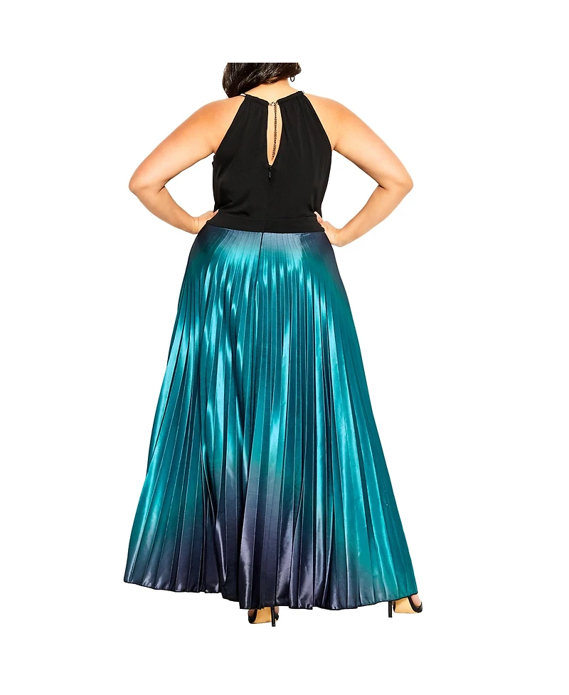 City Chic Plus Pleated Ombre Maxi Dress - black