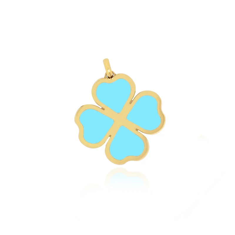 The Lovery Turquoise Lucky Clover Charm 14K Gold 13 millimeters