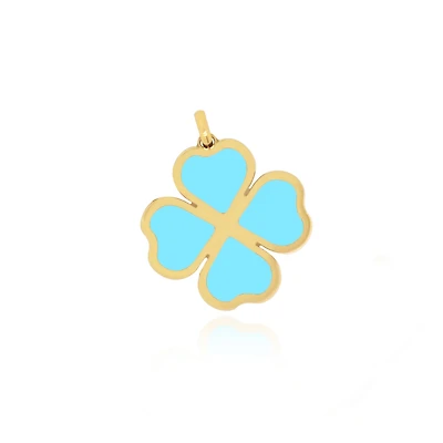 The Lovery Turquoise Lucky Clover Charm 14K Gold 13 millimeters