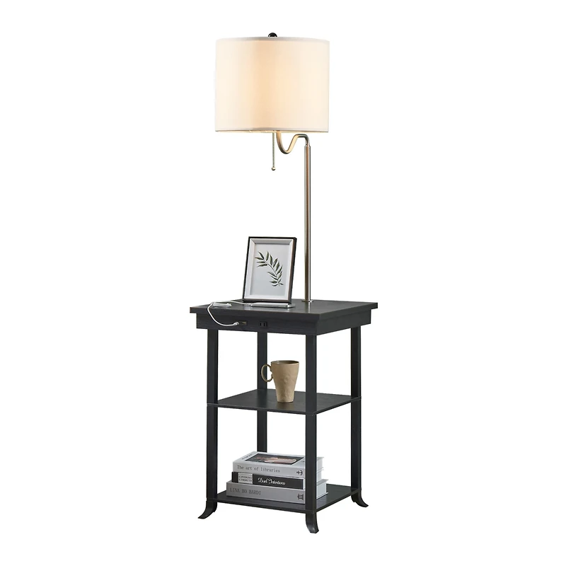 Atamin Ava - Bedside Table with Floor Lamp, Usb and Usb-c Ports, Charging Station