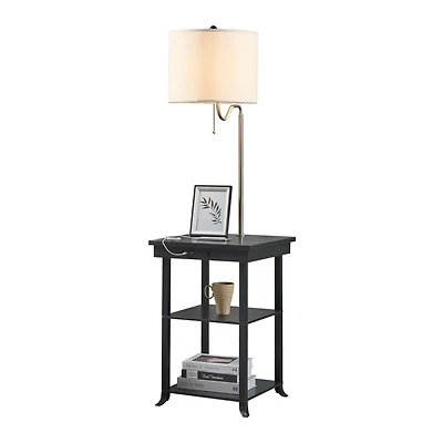 Atamin Ava - Bedside Table with Floor Lamp, Usb and Usb-c Ports, Charging Station