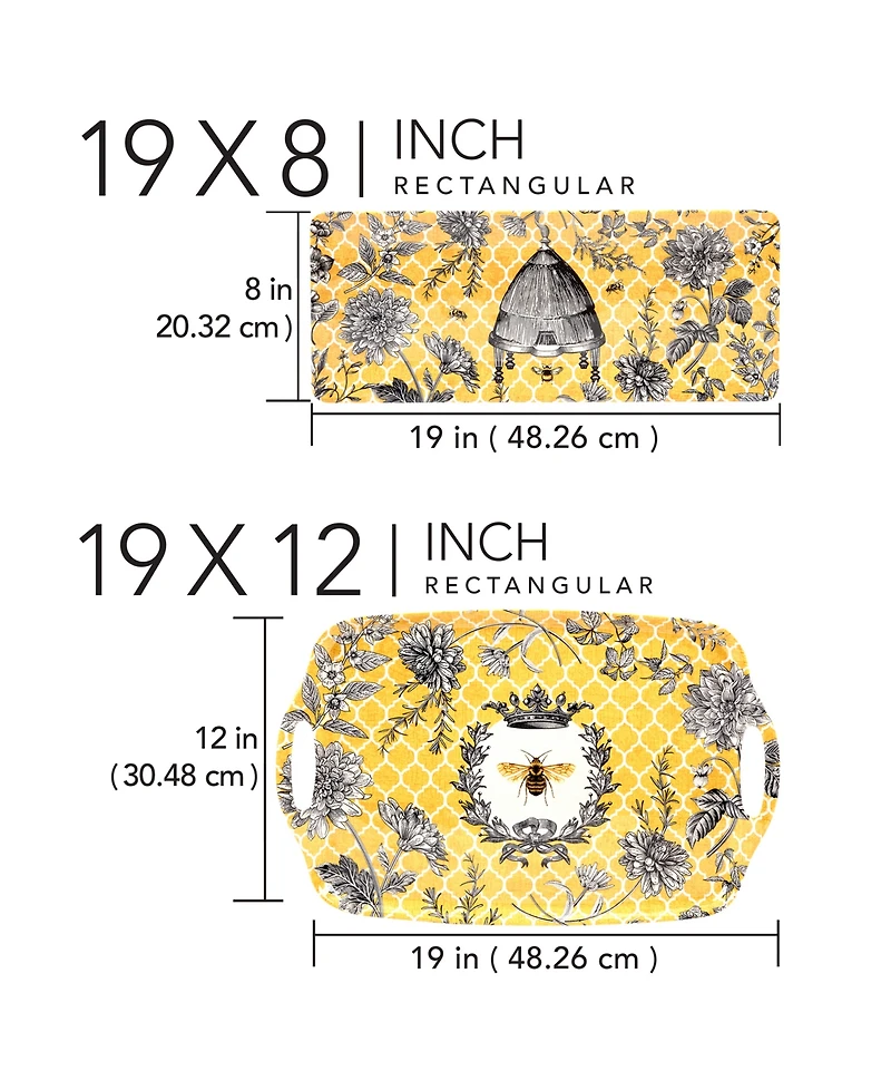 Certified International French Bees Melamine 2Pc Platter Set