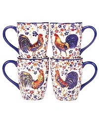 Certified International Morning Rooster Set of 4 Mugs