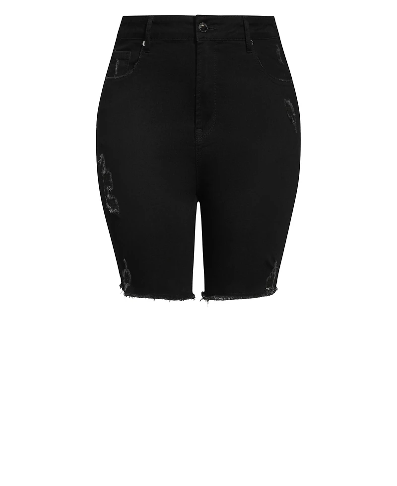 City Chic Plus Longline Distressed Short