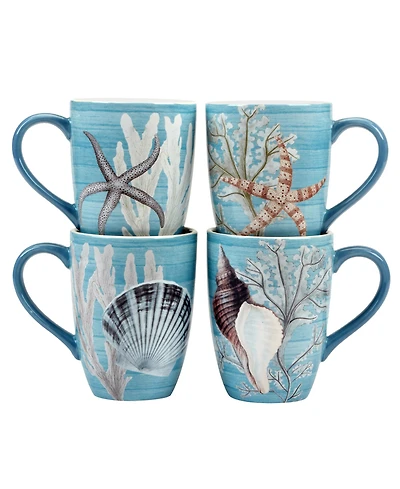 Certified International Beyond the Shore Set of 4 Mugs