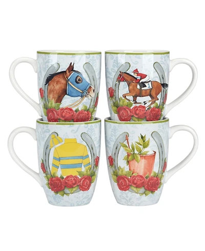 Certified International Derby Day at the Races Set of 4 Mugs