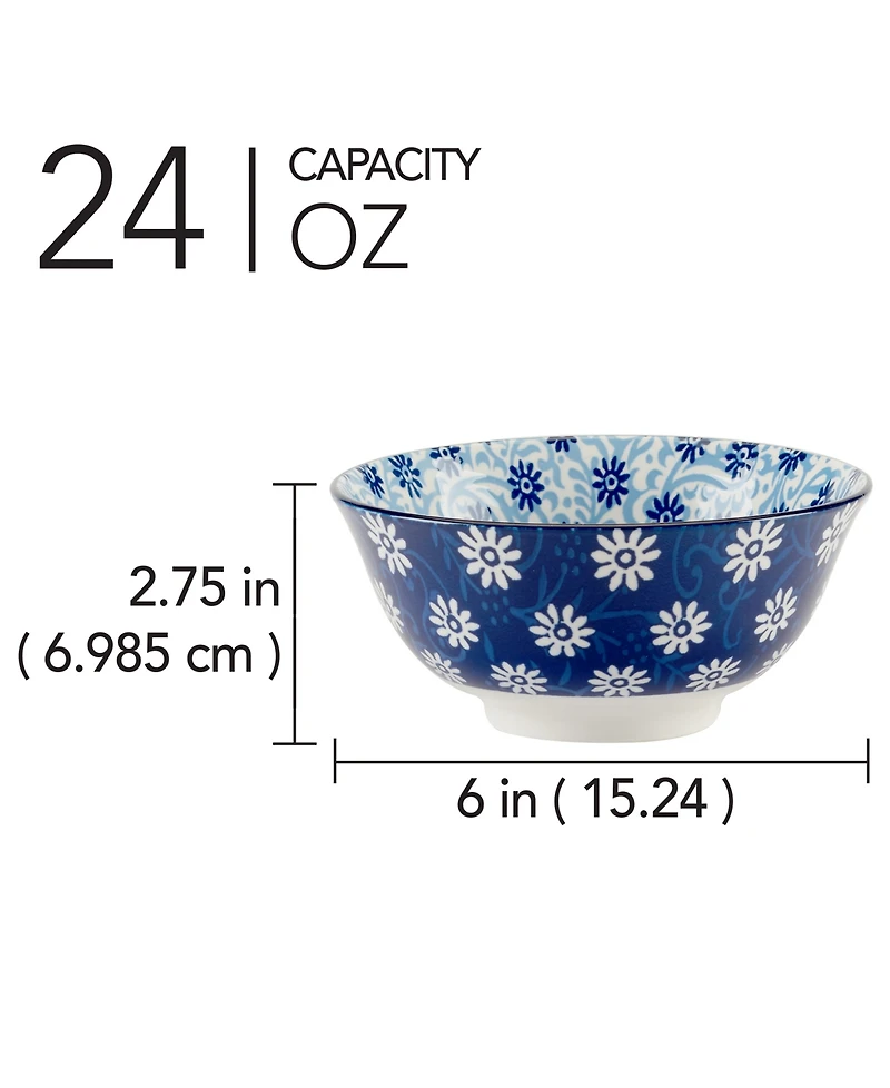 Certified International Carnival Blue Set of 6 All Purpose Bowl, 6.25" 6 Asst
