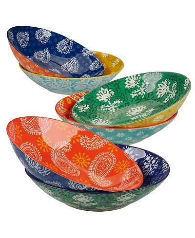 Certified International Carnival Multi Set of 6 Soup or Pasta Bowls, 6 Asst