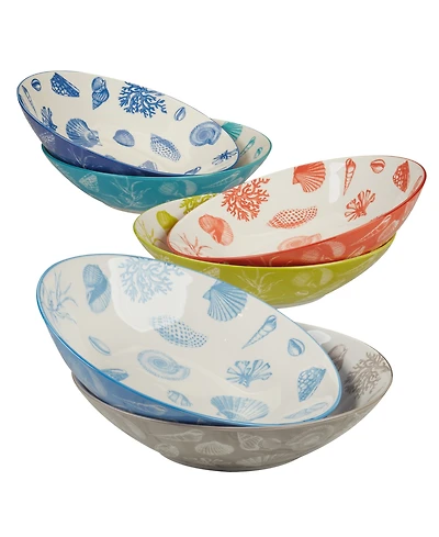 Certified International Seaside Set of 6 Soup or Pasta Bowl, 6 Asst