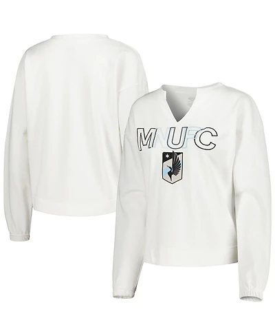 Women's Concepts Sport White Minnesota United Fc Sunray Notch Neck Long Sleeve T-shirt