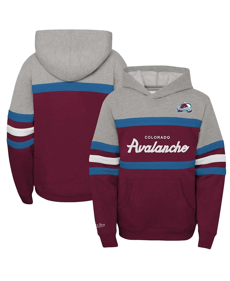 Big Boys Mitchell & Ness Burgundy Colorado Avalanche Head Coach Pullover Hoodie