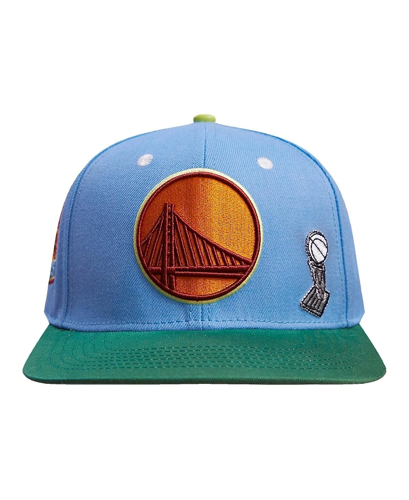 Men's Pro Standard Light Blue, Green Golden State Warriors Retro Program 2-Tone Snapback Hat