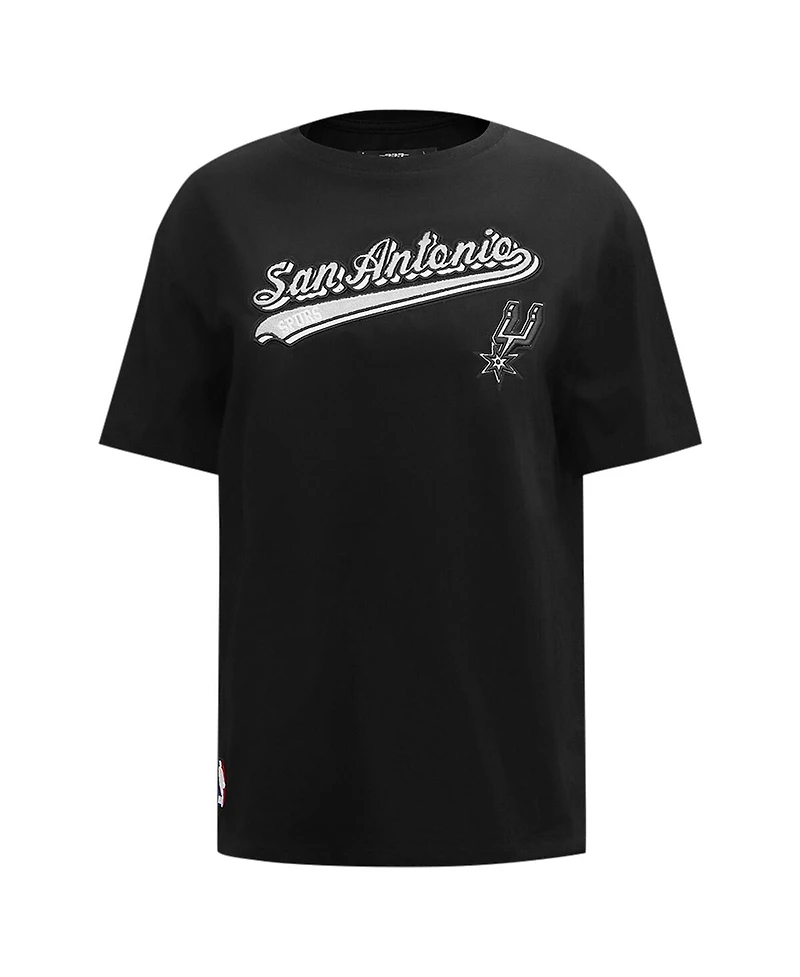 Women's Pro Standard Black San Antonio Spurs Script Boyfriend T-shirt
