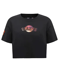 Women's Pro Standard Black San Francisco Giants Painted Sky Boxy Cropped T-shirt