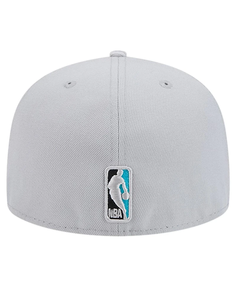 Men's New Era Gray Charlotte Hornets Active Color Camo Visor 59FIFTY Fitted Hat