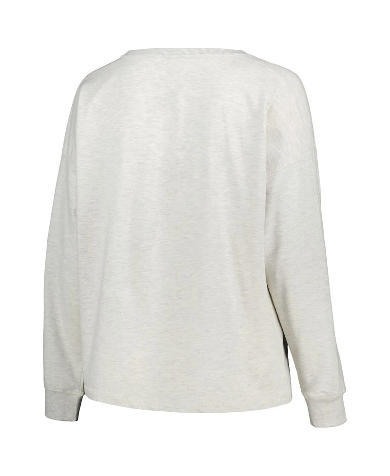 Women's Profile Oatmeal Michigan State Spartans Plus Distressed Arch Over Logo Neutral Boxy Pullover Sweatshirt