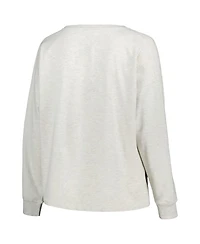 Women's Profile Oatmeal Michigan State Spartans Plus Distressed Arch Over Logo Neutral Boxy Pullover Sweatshirt