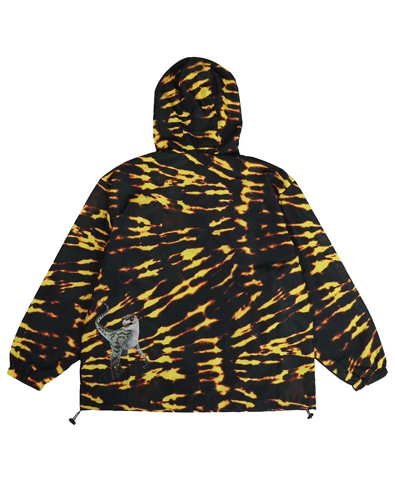 Men's Dumbgood Black Jurassic Park Raptor Tie-Dye Hoodie Half-Zip Anorak Jacket