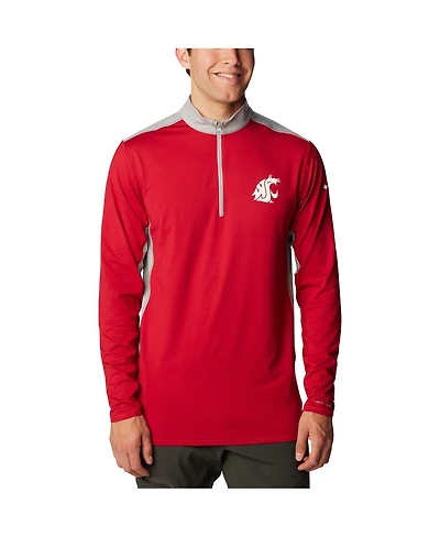 Men's Columbia Crimson Washington State Cougars Tech Trail Omni-Shade Quarter-Zip Jacket
