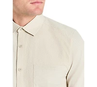 Kenneth Cole Men's Slim Fit Short-Sleeve Mixed Media Sport Shirt