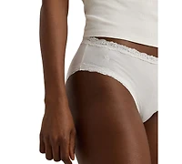 Lauren Ralph Women's Cotton & Lace Jersey Hipster Brief Underwear 4L0077