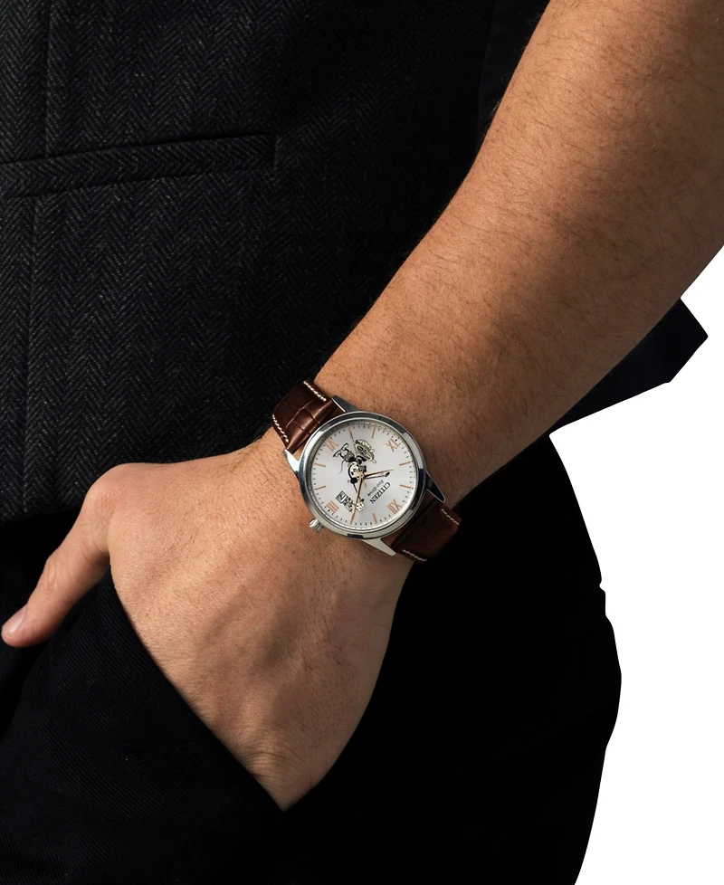 Citizen Eco-Drive Men's Steamboat Willie 1928 Brown Leather Strap Watch 40mm