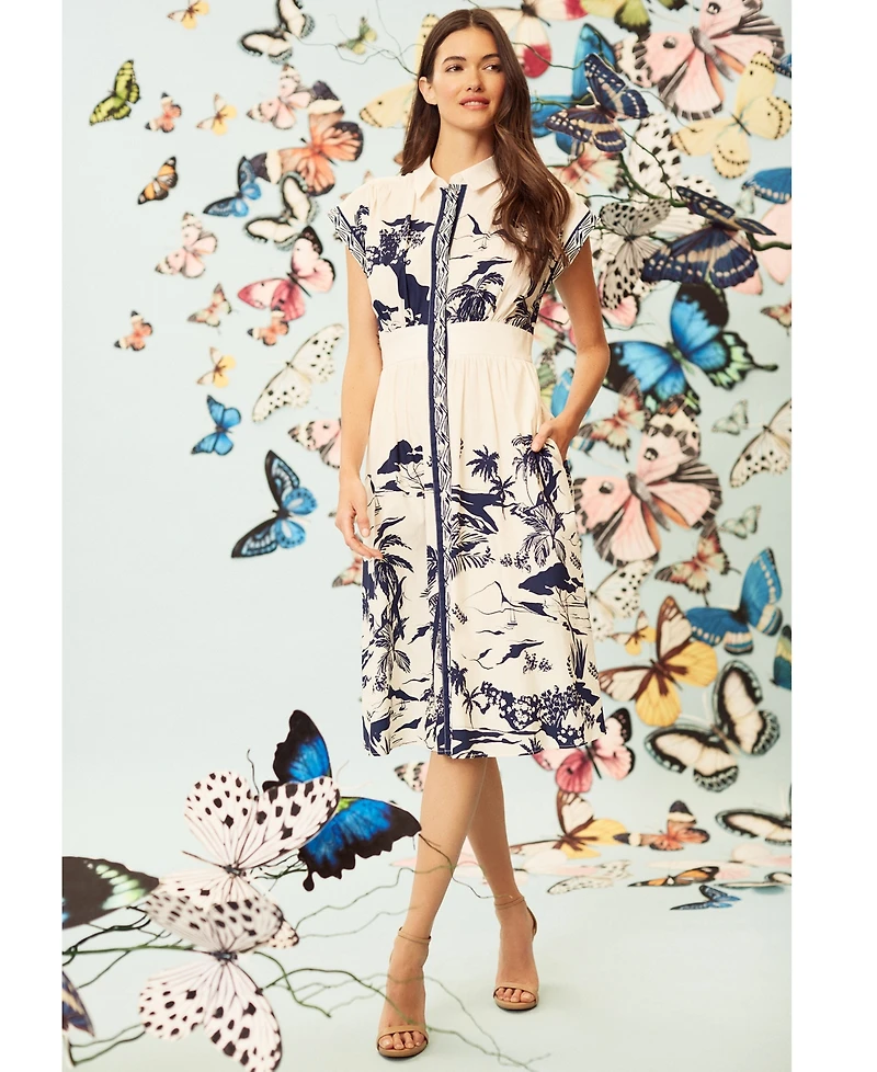 Maggy London Women's Printed Button-Down Dress