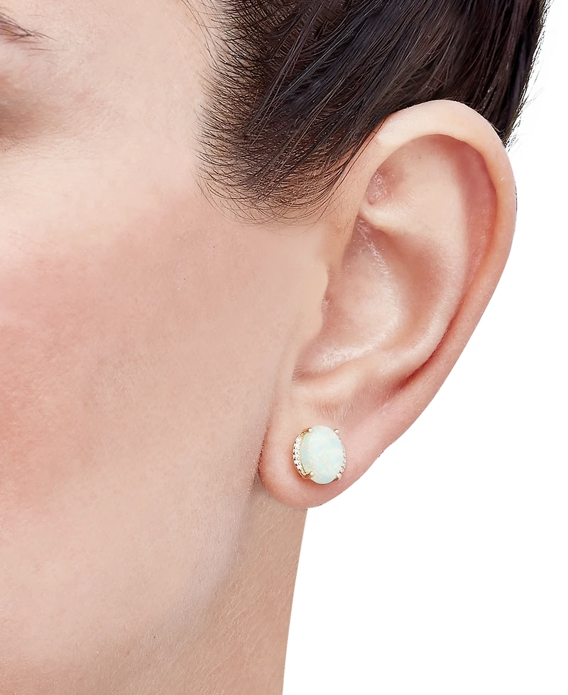 Opal (2 ct. t.w.) & Diamond Accent Stud Earrings in 14k Gold