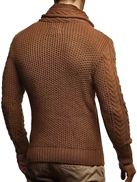Leif Nelson Men's Knitted Turtleneck Jacket - Winter Cardigan Sweaters for Men