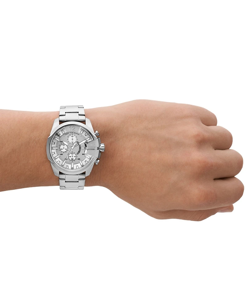 Diesel Men's Baby Chief Chronograph Silver-Tone Stainless Steel Watch 43mm