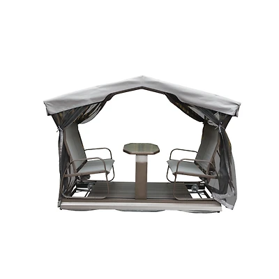 Retro Glider Benches with Canopy for Outdoor Use
