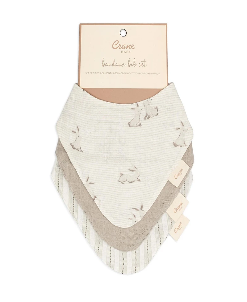 Crane Baby Cotton 3-pc. Bunny Bib Set