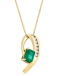 Effy Emerald (1-3/8 ct. t.w.) & Diamond (1/5 ct. t.w.) Pendant Necklace in 14k Gold
