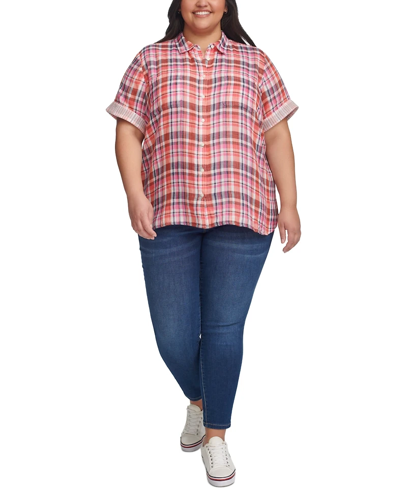 Tommy Hilfiger Plus Double Cloth Camp Shirt