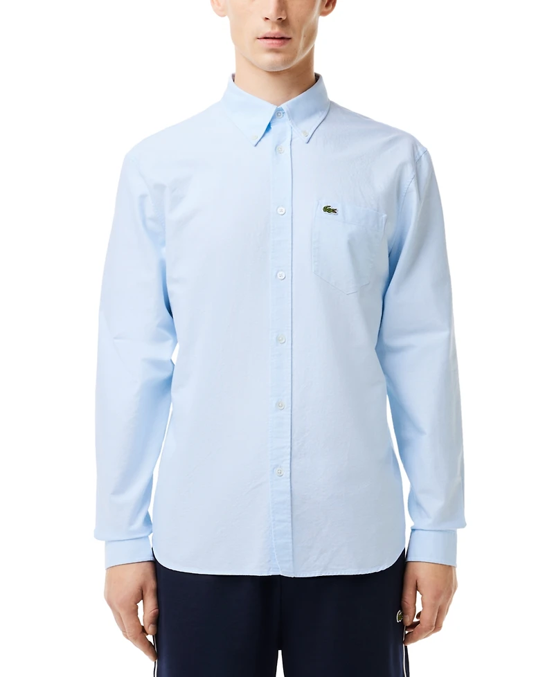 Lacoste Men's Woven Long Sleeve Button-Down Oxford Shirt