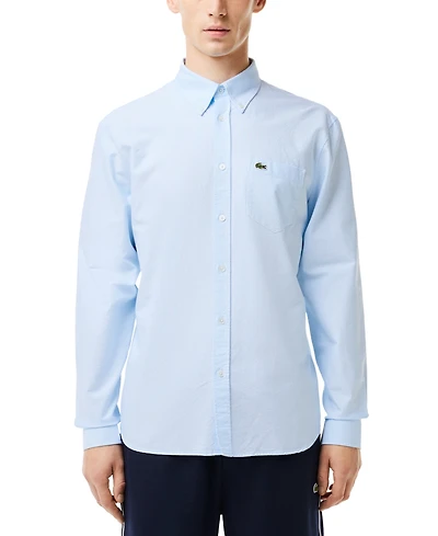 Lacoste Men's Woven Long Sleeve Button-Down Oxford Shirt