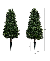 Nearly Natural 3ft. Uv Resistant Artificial Boxwood Plant with Integrated Ground Stake Indoor/Outdoor - Set of 2