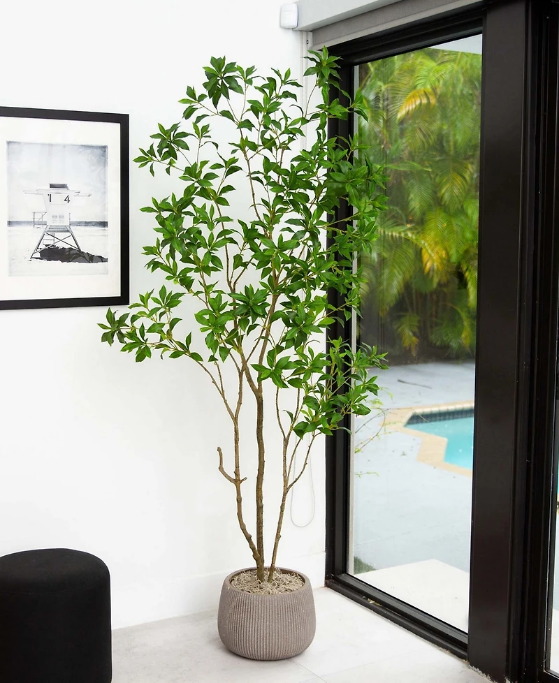 Nearly Natural 7ft. Artificial Minimalist Japanese Pieris Tree with Real Touch Leaves