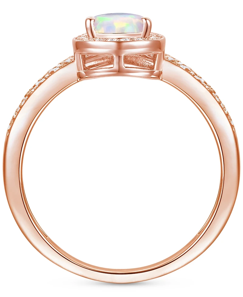 Lab-Grown Emerald (1/2 ct. t.w.) & Lab-Grown White Sapphire (1/10 ct. t.w.) Pear Halo V Ring in 14k Gold-Plated Sterling Silver (Also in Additional Ge