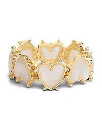 Jessica Simpson Womens Heart Bracelet - Gold-Tone Stretch Bracelet with Rhinestone Embellishments