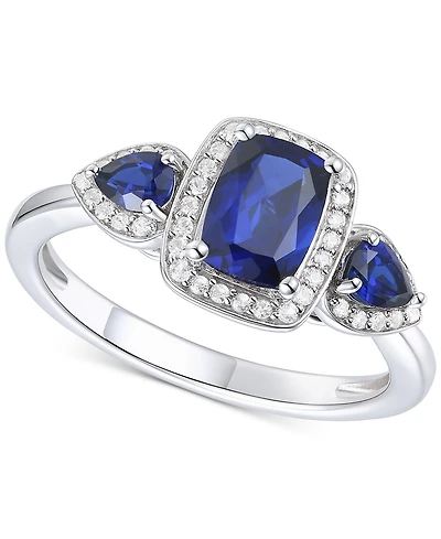 Amethyst (1-1/20 ct. t.w.) & Lab-Grown White Sapphire (1/6 Three Stone Halo Ring 14k Gold-Plated Sterling Silver (Also Additional Gems