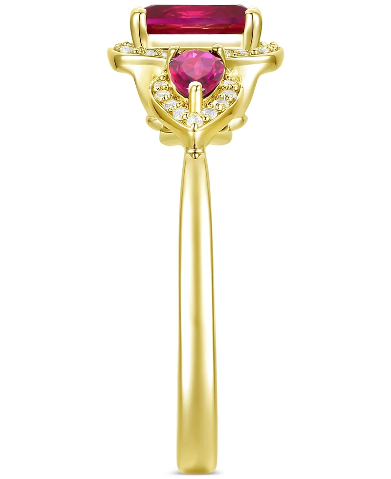 Amethyst (1-1/20 ct. t.w.) & Lab-Grown White Sapphire (1/6 Three Stone Halo Ring 14k Gold-Plated Sterling Silver (Also Additional Gems