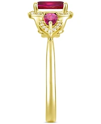 Amethyst (1-1/20 ct. t.w.) & Lab-Grown White Sapphire (1/6 Three Stone Halo Ring 14k Gold-Plated Sterling Silver (Also Additional Gems