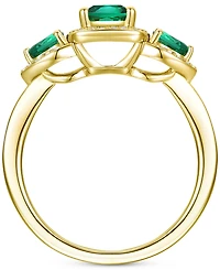Emerald (7/8 ct. t.w.) & Lab-Grown White Sapphire (1/6 ct. t.w.) Three Stone Halo Ring in 14k Gold-Plated Sterling Silver