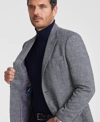 Nautica Men's Modern-Fit Solid Herringbone Tweed Sport Coat