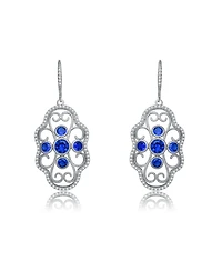 Classic Sterling Silver White Gold Plated with Round Cubic Zirconia Leverback Filigree Earrings