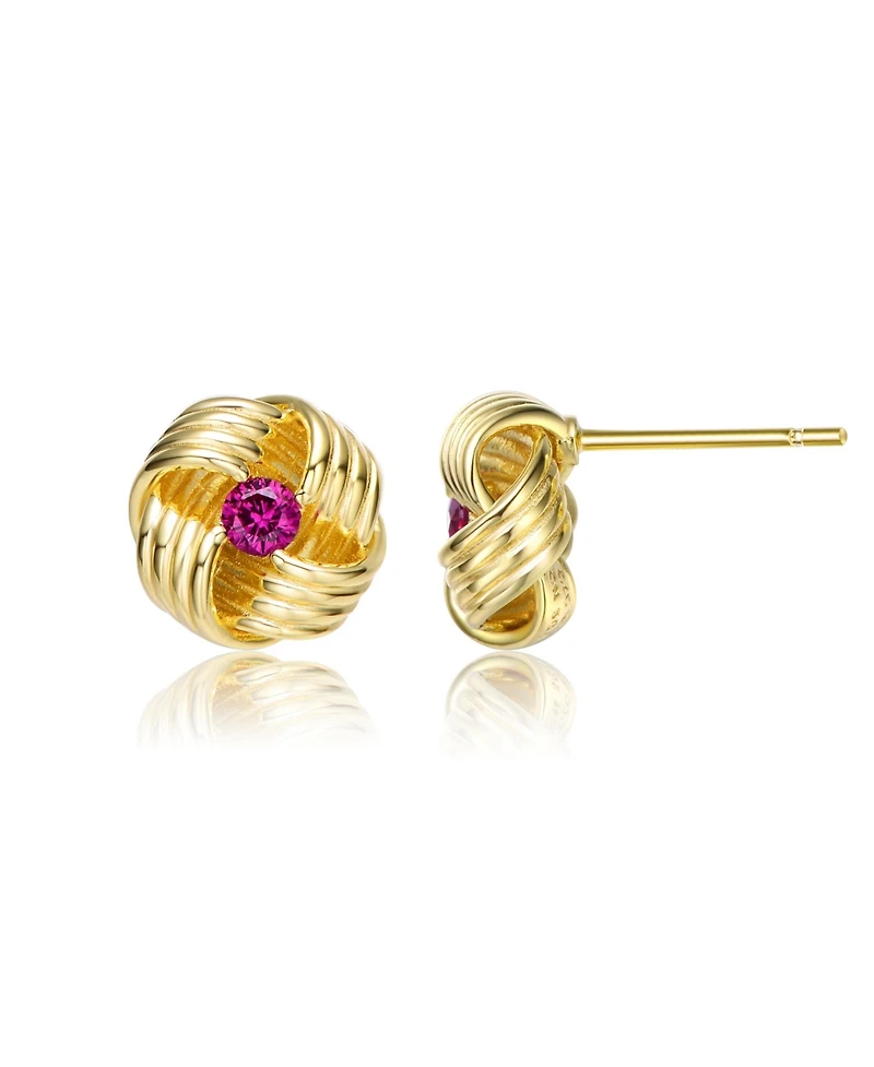 Sterling Silver with Cubic Zirconia Knot Bee Stud Earrings